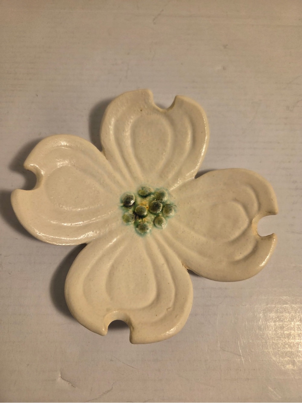 Vintage Dogwood Flower Ceramic Porcelain Trinket Tray Dish 5”